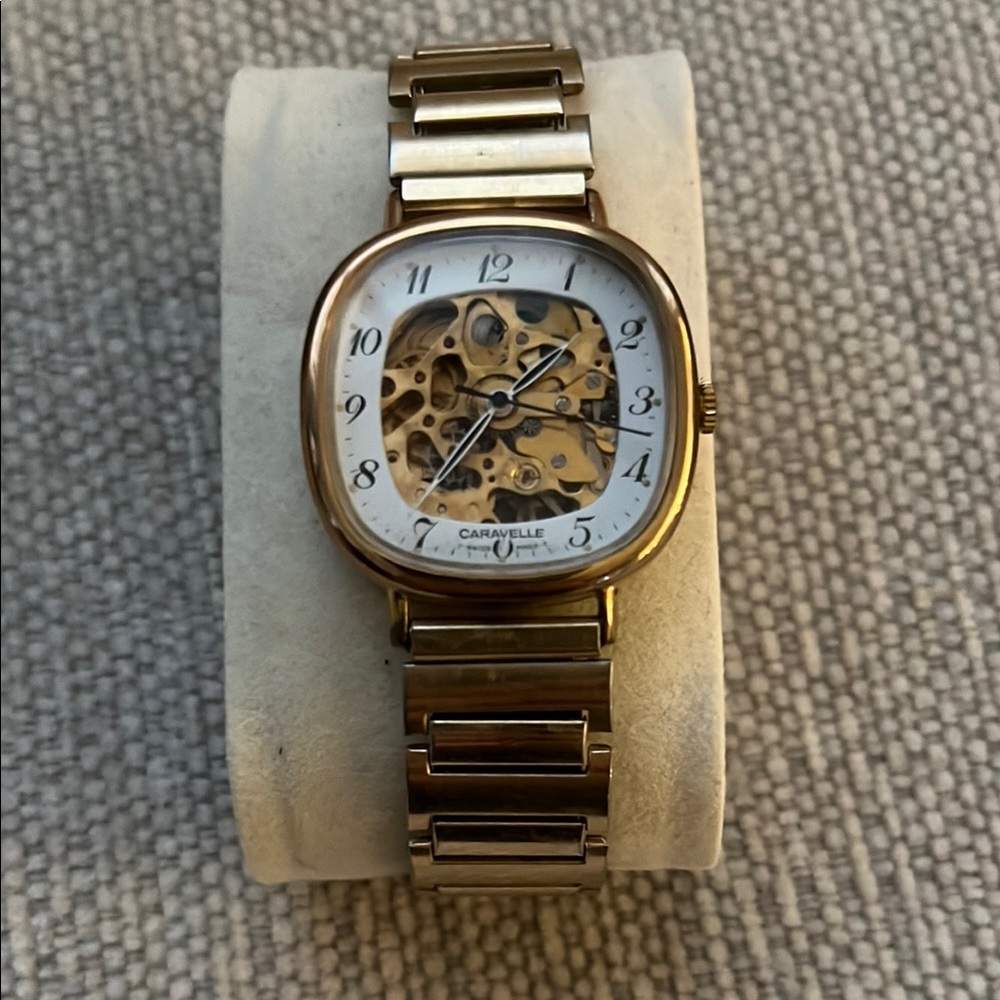 Caravelle Gold Skeleton Automatic Unisex Watch